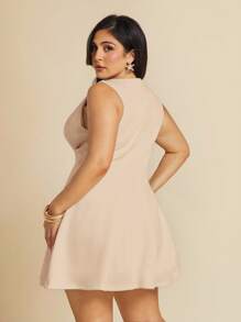 SHEIN BAE Plus Size Women's Simple Elegant Solid Black & Wine Red Sleeveless A-Line Dress, Suitable For Date, Party, Romantic Occasion, Bridesmaid, Wedding, Ball, Casual Office Wear, Birthday, Princess Dress, Spring Summer