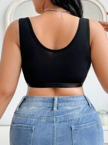 SHEIN Abnehmbare & bequeme Spitzen Große Größen BH & Drahtloser BH - Schwarz - Übersicht 2