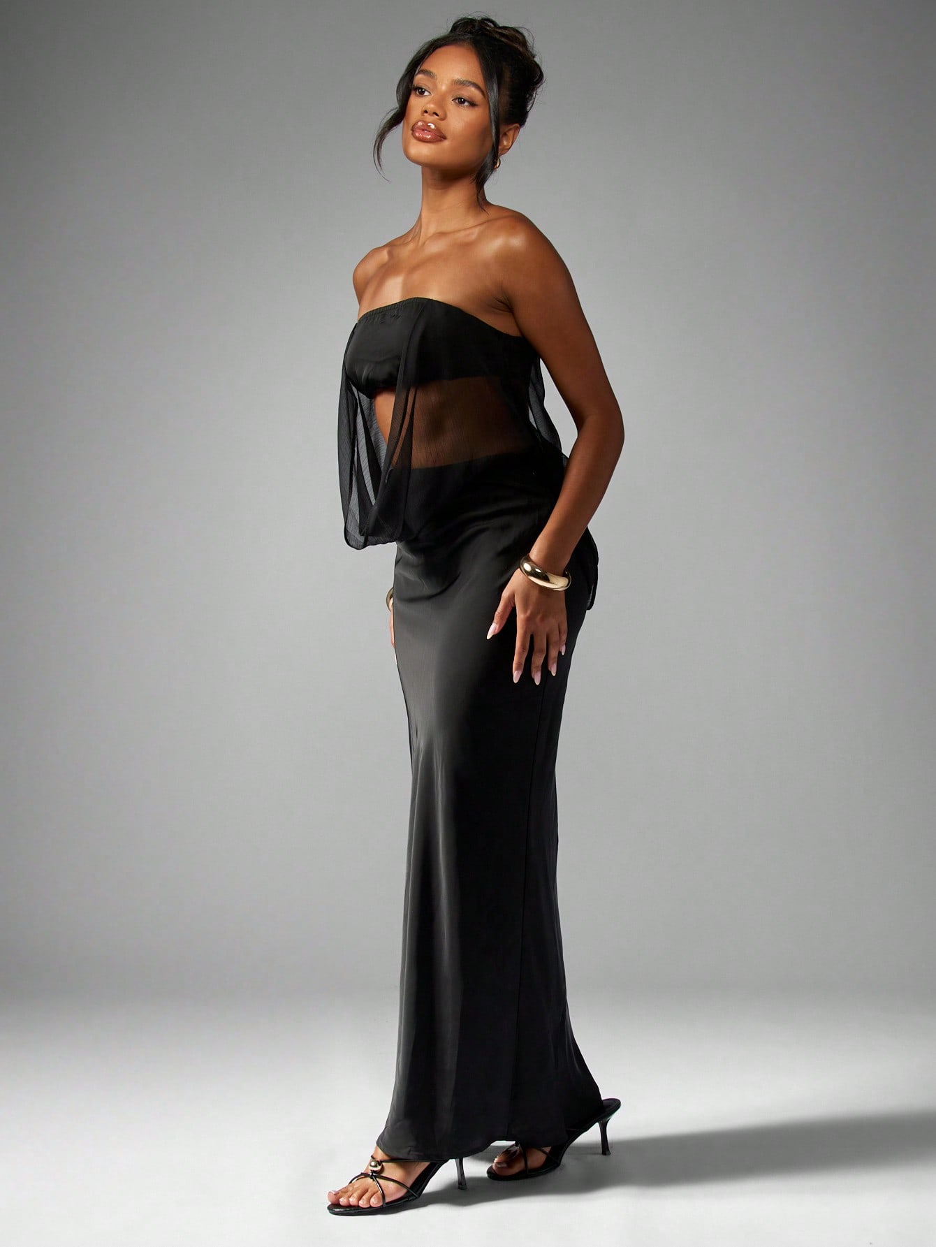 chinese dress ladies One Shoulder Lace Long Dress with Beaded Waist and Chiffon Overlay Xs / Royal Blue main image 0