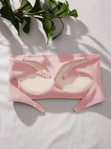 SHEIN Bralette & Wirefree Bra Set (Seamless With Padded InnerTop) - Strapless Bra With Transparent Straps, Pink - Baby Pink - View 6