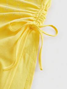 ROMWE Grunge Punk Áo nữ phong cách nhạc Punk kim loại lễ hội ngôi sao đính đá xếp li viền bất đối xứng - Màu vàng - Xem 5