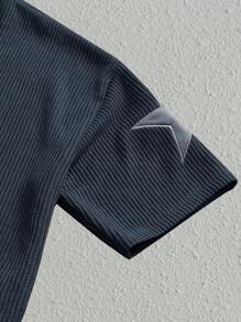 Manfinity VCAY Young Men's Casual Loose Knit Short Sleeve T-Shirt, Summer - Black - View 3