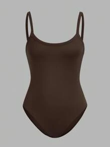SHEIN EZwear 3 件装女式紧身衣（黑色、白色和棕色）无袖紧身衣，休闲装，夏季 - 彩色 - 查看 6