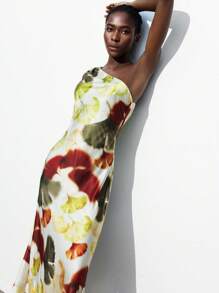 Maija 秋季女士枫叶印花度假风无袖连衣裙，优雅夏威夷风格连衣裙，适合婚礼宾客，性感派对礼服，生日礼服