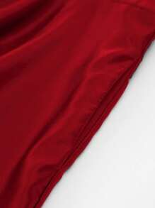 SHEIN Privé 女式夏季纯色挂脖荷叶边下摆迷你连衣裙