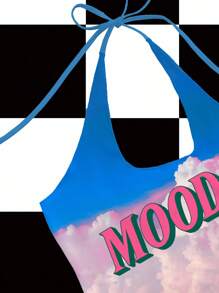 myriadwaveart Women's Summer Casual Sky & Cloud Print Halter Top - Multicolor - View 3