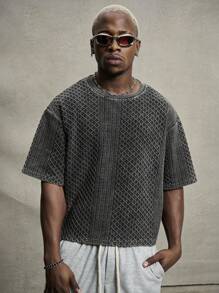 PAVTROS Manfinity Streetrush 男士年轻街头风短袖T恤，采用清爽卫衣面料，修身剪裁，简约珍珠光泽设计，融合现代时尚与街头风格，简约时尚，独具一格，适合日常搭配，时尚潮流，街头服饰，休闲聚会，节日礼物，男女皆宜的图案T恤，嘻哈街头风，送给男朋友的礼物，男士街头服饰，万圣节派对 - 黑色 - 查看 6