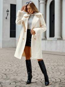 SHEIN Clasi 秋冬博格领双排扣大衣