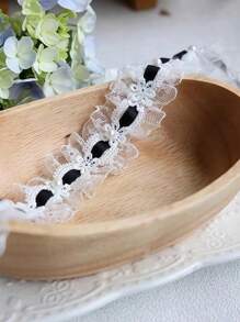 优质 1 码（36 英寸）缎带，带蕾丝花和珍珠装饰 - 复古饰边，适用于连衣裙、新娘头饰、DIY 工艺品、礼品包装、裙边和服装配饰 - 彩色 - 查看 5