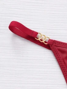 Snug Zone paquete de 3 bragas tipo tanga de unicolor simple con detalle metálico para mujer