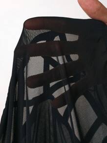 Menodora SHEIN Sport 时尚性感纯色镂空紧身透明运动短裤健身短裤 - 黑色 - 查看 8