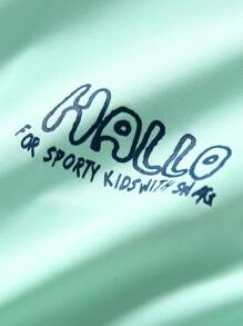 JNSQ Back To School Outdoor Casual Sports Loose T-Shirt, Children Round Neck Patchwork Contrast Color Front Funny Letter Graphic Print Outdoor Casual Sports Loose T-Shirt - Green - View 14