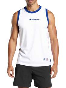 Champion Men's Summer Casual Contrast Color Patchwork Tank Top - White - View 1