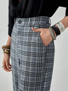 Florisole 女式宽松阔腿七分格子裤，时尚百搭 - 彩色 - 查看 6