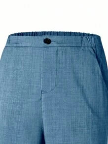 SHEIN 2 件青少年男孩绅士套装，灰色修身背心 + 别致长裤，优雅正式西装，适合生日、婚礼、毕业典礼、派对、典礼 - 藍色 - 查看 9