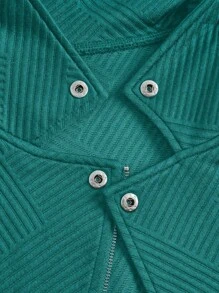 GlowEve Textured Fabric Zip-Up Casual Motorcycle Jacket With Notched Collar Fall Winter Cloth For Women - Teal Blue - View 5