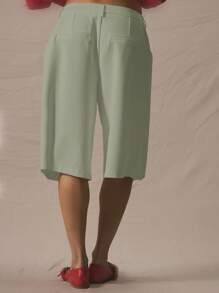 MUSERA Pantalones cortos de talle bajo con detalle de presillas para cinturón, de largo prolongado, elegantes, ideales para primavera, verano y vacaciones con estilo de los 90