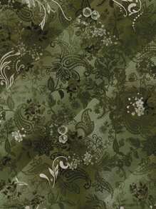 SHEIN EZwear Y2k 复古垃圾摇滚乡村音乐会复古印花网眼露背挂脖透视上衣橄榄绿上衣女式佩斯利花纹上衣适合外出 - 綠色 - 查看 6