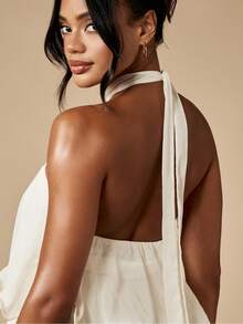 MISSGUIDED 层叠荷叶边迷你派对连衣裙，单肩挂脖设计，飘逸夏季婚礼宾客招待会特殊场合假日蜜月礼服 - 杏色 - 查看 8