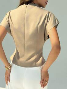 Aloruh Women's Solid Color Batwing Short Sleeve Fashion Blouse