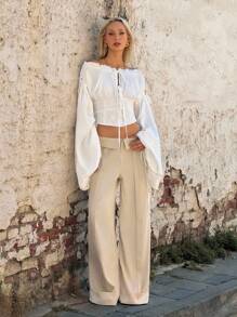 SHEIN ICON Quần Cargo cạp gập phong cách thường ngày - Màu Khaki - Xem 5