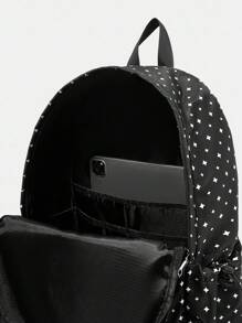 LOONEY TUNES X SHEIN Ladies Casual Commuter Backpack With Cartoon Rabbit And Star Pattern, Fashion, School Backpack - Black - View 8