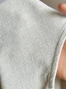 Easowa Summer Casual Pastoral Backless Button Blouse Linen Shirt Work Uniform Sleeveless Blouse - Apricot - View 7