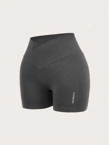 Easithlete 2 Pcs Seamless High Elastic Criss-Cross Waist Yoga Sports Shorts Workout Short High Waist Workout Shorts Lifting & Shaping Gym Sports Shorts