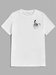 Manfinity Dauomo Men's Simple Print Crew Neck Short Sleeve T-Shirt