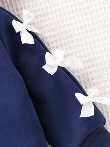 SHEIN Baby Girl Spring&Autumn Casual Style Toddler Jacket Long Sleeve Hooded Top Fall Winter - Navy Blue - View 4