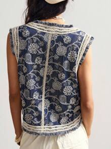 Bohemela Chaqueta casual ligera con bordado vintage de estilo bohemio cowgirl para mujer