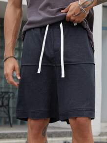 Manfinity EMRG 男士休闲夏季抽绳短裤 - 黑色 - 查看 3