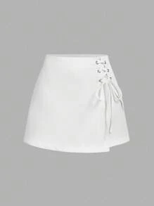 SHEIN MOD Women's Casual Retro Criss-Cross Tie Culottes, Country Women, Western Wear Women, Vintage Culottes, Old Money Style Women, Vintage Clothes Women - White - View 1