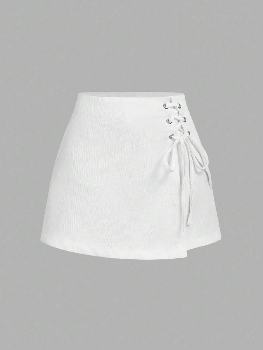 SHEIN MOD Women's Casual Retro Criss-Cross Tie Culottes, Country Women, Western Wear Women, Vintage Culottes, Old Money Style Women, Vintage Clothes Women - White - View 1