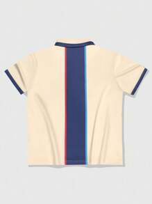 ROMWE MEN Prep Spring/Summer Casual Graphic Men'S Summer College Colorblock Patchwork Polo Shirt - Multicolor - View 2