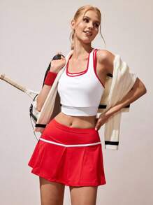 CourtClass Women's Casual Sports Bra With Reversible Trim, Hollow Back Design, And Padded Cups, - White - View 1