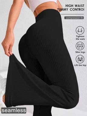 Dewbera Women's Solid Color High Waist Everyday Fitness Seamless Sports Yoga Leggings Flare Leggings Flare Yoga Pants Wide Leg Leggings High Waist Tummy Control Leggings Seamless Flare Leggings Seamless Leggings High Waisted Leggings Tummy Control