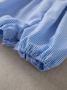 PrepCrw Baby Boy Collegiate Style Colorblock Sailor Collar Shortall - Blue and White - View 4