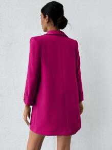 EURMUSE Chaqueta blazer elegante de unicolor para mujer para el trabajo - Rosa Fucsia - Ver 2