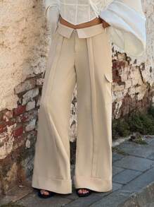 SHEIN ICON Quần Cargo cạp gập phong cách thường ngày - Màu Khaki - Xem 1