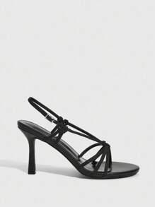 CUCCOO SZL Women's Black Elegant French-Style Peep Toe Thin Straps High Heel Sandals For Summer - Black - View 9