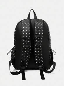 LOONEY TUNES X SHEIN Ladies Casual Commuter Backpack With Cartoon Rabbit And Star Pattern, Fashion, School Backpack - Black - View 7