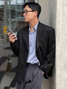 DAZY Men's Black Business Suit Jacket, Spring/Autumn Business Attire - Black - View 2