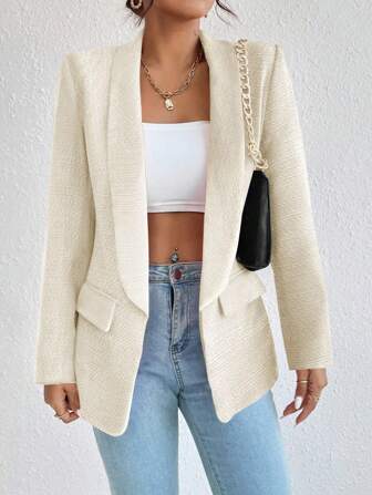 Rafferiza 素色优雅长袖轻便西装外套，适合通勤