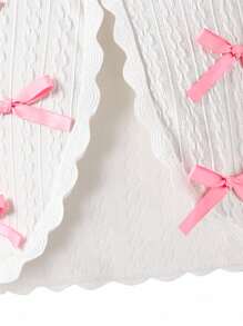 青少年女孩休闲/通勤粉色蝴蝶结白色斗篷单排扣夹克，适合上学，春秋季 - 白色 - 查看 6