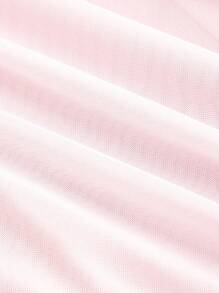 SHEIN MOD 大码网眼花卉印花粉色半身裙 - 粉色 - 查看 6