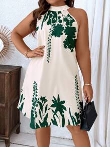 SHEIN Clasi Plus Size Floral Print Casual Loose Short Dress, Suitable For Summer Suitable For Going Out Chic Dress - Multicolor - View 3