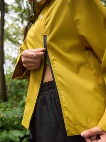 In My Nature 女士抽绳连帽户外雨衣女士雨衣防水外套女士保暖加厚保暖外套