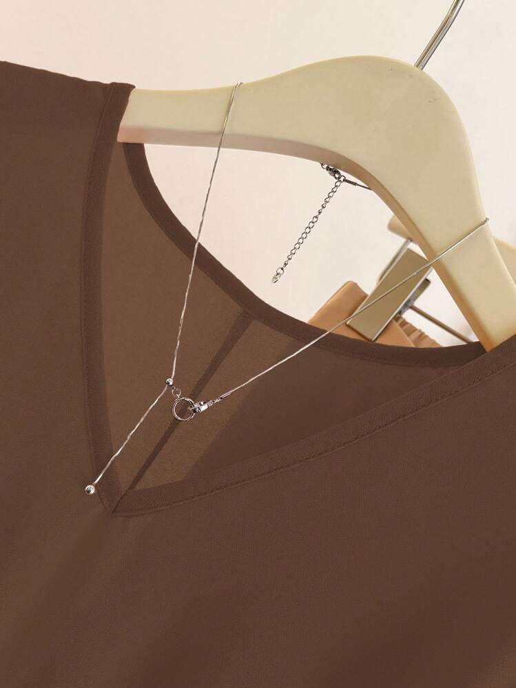 Franclia Women's Casual Summer Orange Short Sleeve Top And Pants 2 Pieces Set Maillard Style Summer Brown Clothes For University - Brown - View 5