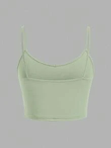 SHEIN EZwear 3 件粉色、橄榄绿、杏色女士修身短款休闲吊带背心，适合夏季 - 彩色 - 查看 6